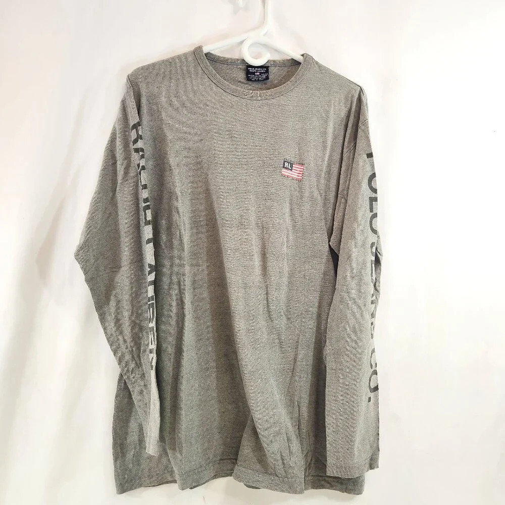 Polo by Ralph Lauren Gray Long Sleeve Tee with Small Flag Logo